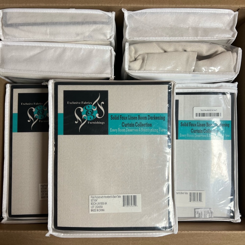 Solid Faux Linen Room Darkening Curtains - 4 panels!